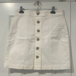 High waisted Loft white denim skirt